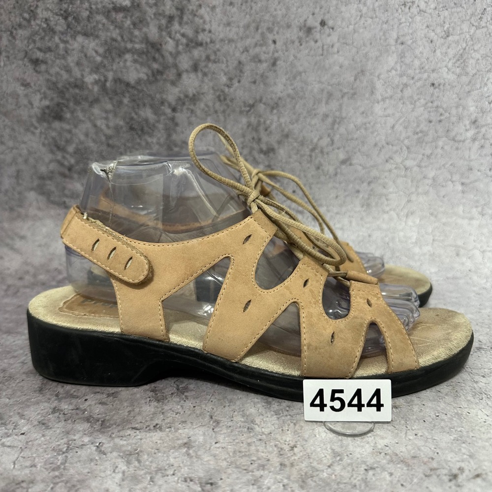 Propet W0179 Sandals Womens 8.5 Tan Leather Lace Up Ghillie Walking Shoes